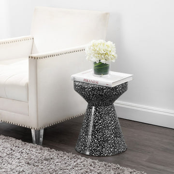 Xenia 17.75" Modern Bohemian Terrazzo Indoor/Outdoor Drum Accent Table - JONATHAN Y